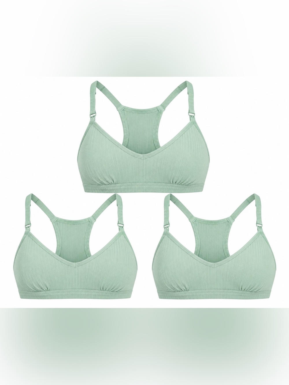 NEW Auden Lot of 3 Unlined Racerback Nursing Bralettes Green Size M